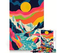 Rompecabezas Abstracto de 1000 Piezas con diseño de Aurora Boreal de montaña para Adolescentes Agilidad Mental Tiempo de Descanso Relajante Únete a la diversión Sorpresa de cumpleaños (38x26cm)