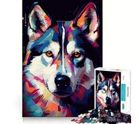 Rompecabezas Abstracto de 1000 Piezas con diseño de Husky Siberiano para Adolescentes Juguete de lógica sólida, Divertido y Relajante Corte de precisión Artículo de Santa Claus 50x75cm