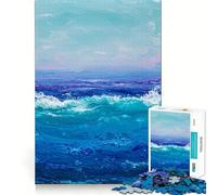 Rompecabezas Abstracto de 1000 Piezas con diseño de Olas del océano para Adolescentes Rompecabezas con Efecto de Memoria, luz Relajante y diseño de Imagen (50x75cm)