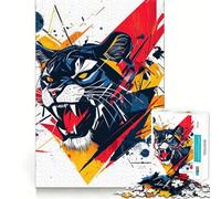 Rompecabezas Abstracto de 1000 Piezas con diseño de Tigre Enojado para Adolescentes Juego Divertido y fácil de armar Sin Espacios Entre Las Piezas Actividad Nocturna Familiar (38x26cm)