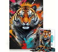 Rompecabezas Abstracto de 1000 Piezas con diseño de Tigre Pintado, Ideal para Adultos Un Reto Mental Tiempo Libre Diseño nítido y Original Un Regalo increíble (38x52cm)