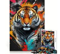 Rompecabezas Abstracto de 1000 Piezas con diseño de Tigre Pintado, Ideal para Adultos Un Reto Mental Tiempo Libre Diseño nítido y Original Un Regalo increíble (38x52cm)