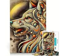 Rompecabezas Abstracto de 1000 Piezas con Forma de Cabeza de Lobo para Adultos,Ideal para Mejorar la Mente,Cortado con láser para un Ajuste Actividad Divertida para Toda la Familia