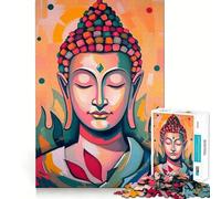 Rompecabezas Abstracto de 1000 Piezas con la Imagen de un Buda meditando Sereno para Adultos Mejora la Memoria, Alivia la ansiedad y Decora la Pared con Bordes definidos (38x26cm)