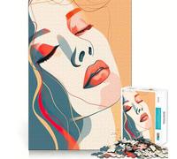 Rompecabezas Abstracto de 1000 Piezas con líneas de Rostro Femenino para Adolescentes,Juego de Entrenamiento cognitivo,Ajuste, Compacto y Divertido para Jugar en Familia (38x26cm)