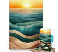 Rompecabezas Abstracto de 1000 Piezas con Olas del océano al Atardecer para Adultos Regalos para Fortalecer la Memoria y Relajarse Borde de Calidad Artículo de Santa Claus 38x26cm