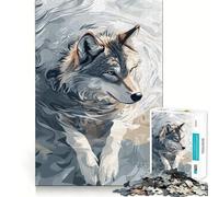 Rompecabezas Abstracto de 1000 Piezas con Retrato de Lobo en Agua Juego de Entrenamiento cognitivo con Encaje Huecos Actividad Relajante para la Mente (50x75cm)