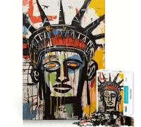 Rompecabezas Abstracto de 1000 Piezas Estilo Basquiat de la Estatua de la Libertad para Adolescentes Juguete de lógica sólida, Divertido y de Corte preciso Artículo de Santa Claus 38x26cm