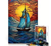 Rompecabezas Abstracto de 1000 Piezas Navegando por el mar para Adultos, Juguete de lógica Mental, Juego de Mesa, Corte Firme, (50x75cm)