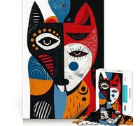 Rompecabezas Abstracto de Animales adorables de 1000 Piezas,Juguete Que desafía la Mente,Troquelado de Alta precisión,Divertido desafío para el Tiempo de Espera (50x75cm)