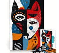 Rompecabezas Abstracto de Animales Lindos 1000 Piezas Juego Think Boost Cierre hermético Sin Piezas Sueltas Desafío Cerebral Interactivo para el hogar (38x52cm)