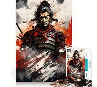 Rompecabezas Abstracto de Arte Art Déco Samurai de 1000 Piezas para Adultos Impresión Divertido desafío Nocturno (50x75cm)