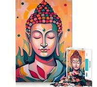 Rompecabezas Abstracto de Buda meditando Sereno, 1000 Piezas, para Adultos, Regalo Juguete de lógica Fuerte, Juego Relajante, Borde Transparente, Regalo sincero (50x75cm)