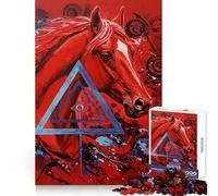 Rompecabezas Abstracto de Caballo Rojo de 1000 Piezas para Adolescentes Fortalece la Memoria, Calma, relaja, Bordes Suaves Regalo increíble (38x26cm)
