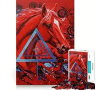 Rompecabezas Abstracto de Caballo Rojo de 1000 Piezas para Adolescentes Mejora la Memoria Suave y Relajante Corte Premium Sorpresa de cumpleaños (38x52cm)
