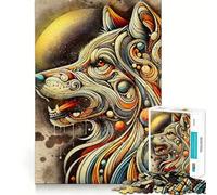 Rompecabezas Abstracto de Cabeza de Lobo para Adultos,1000 Piezas,Juego de Ejercicios de Pensamiento,Ajuste Espacios,Actividad para Fortalecer los Lazos Familiares (38x52cm)