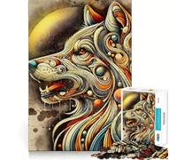 Rompecabezas Abstracto de Cabeza de Lobo para Adultos,1000 Piezas,Juego para estimular la Mente,Piezas de Ajuste preciso y sin Costuras,Actividad Relajante para Grupos en Interiores (50x75cm)