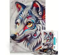 Rompecabezas Abstracto de Cara de Lobo para Adultos,1000 Piezas,Juego de Memoria Mental,Corte de Alta precisión,Manualidades,Tiempo de Tranquilidad,Ejercicio Mental en casa (38x26cm)