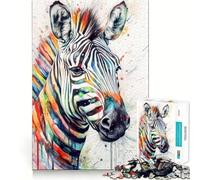 Rompecabezas Abstracto de Cebra en Acuarela de 1000 Piezas para Adolescentes Juego de Habilidades mentales Corte láser para un Ajuste Actividad Relajante para Grupos en Interiores (38x26cm)