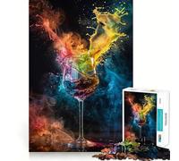 Rompecabezas Abstracto de Copas de Vino con Colores,1000 Piezas,Juego de ingenio,Piezas de Ajuste, diversión Familiar Nocturna (38x52cm)