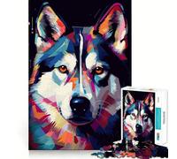 Rompecabezas Abstracto de Husky Siberiano de 1000 Piezas para Adultos Regalos Juguete para desarrollar la Habilidad y aliviar el estrés Corte preciso Lista de Deseos de Papá Noel 38x52cm