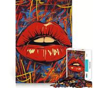 Rompecabezas Abstracto de Labios Rojos con Arte Graffiti para Adolescentes 1000 Piezas Juguete para desarrollar la Habilidad y la concentración Juego Relajante Corte preciso (38x26cm)