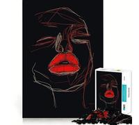 Rompecabezas Abstracto de Labios Rojos con Retrato para Adolescentes, 1000 Piezas, Juguete para desarrollar la Habilidad y la concentración, Juego Relajante, Corte preciso, (50x75cm)