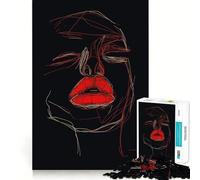 Rompecabezas Abstracto de Labios Rojos de 1000 Piezas para Adultos Juego Mental Pasatiempo en casa Bordes limpios Un Regalo Encantador (38x52cm)