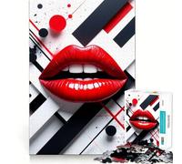 Rompecabezas Abstracto de Labios Rojos de 1000 Piezas para Adultos Regalo Ideal para quienes Buscan un desafío Mental Juguete fácil de Usar Corte preciso (38x26cm)