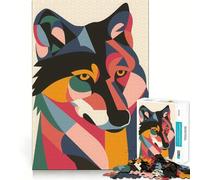 Rompecabezas Abstracto de Lobo Estilo Pop para Adolescentes,1000 Piezas,Juego para desarrollar la Mente,Cortado con láser para un Tiempo de relajación Ejercicios mentales en casa (50x75cm)