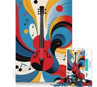 Rompecabezas Abstracto de música de violín para Adolescentes 1000 Piezas estimula la Mente Divertido de Corte Limpio componentes Resistentes Actividad para Compartir en Familia (38x26cm)