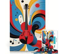Rompecabezas Abstracto de música de violín para Adultos 1000 Piezas Entrenamiento Mental Piezas sin Rebabas Corte Limpio Actividad para Compartir en Familia (38x52cm)