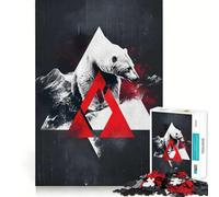 Rompecabezas Abstracto de Oso Polar Rojo de 1000 Piezas para Adultos Fortalece la Memoria Divertido y Casual Bordes limpios Regalo clásico (50x75cm)