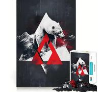 Rompecabezas Abstracto de Oso Polar Rojo para Adultos, 1000 Piezas, Grupo de Habilidad Mental, Joya, Calidad, Borde, colección de Arte (38x52cm)