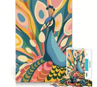 Rompecabezas Abstracto de Pavo Real, Plano y Duro para Adultos, 1000 Piezas, Think Toy, diversión Tranquila, Corte Limpio, Pieza de Arte Fino (38x52cm)