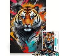 Rompecabezas Abstracto de Pintura de Tigre para Adultos, 1000 Piezas, Rompecabezas Mental, Juego Lento, Disfruta del Montaje de la Imagen, (50x75cm)