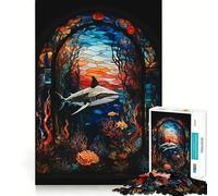Rompecabezas Abstracto de tiburón de 1000 Piezas para Adultos Regalo Ideal para quienes Buscan un Juego de lógica preciso y Divertido Bordes limpios y Bonitos 38x26cm