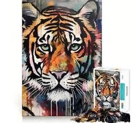 Rompecabezas Abstracto de Tigre con diseño Animal para Adolescentes, 1000 Piezas, para Mejorar la Memoria, con Bordes limpios, 38x26cm