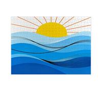 Rompecabezas abstracto de verano con olas del océano para adultos, 500 piezas, rompecabezas de madera retro moderno, decoración impresa minimalista para entretenimiento creativo