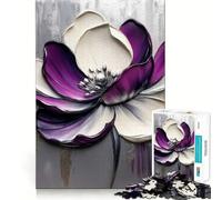 Rompecabezas Abstracto Floral Morado y Blanco de 1000 Piezas para Adultos, Juguete cognitivo, Tiempo de unión, patrón de ensamblaje, artículo de Deseo de Papá Noel (50x75cm)