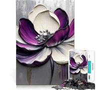 Rompecabezas Abstracto Floral Morado y Blanco para Adultos, 1000 Piezas, fortalece la Memoria, pasatiempo para el hogar, Bordes limpios, Regalo Elegante (38x26cm)