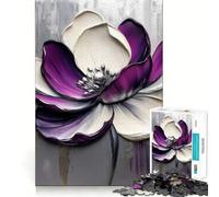 Rompecabezas Abstracto Floral Morado y Blanco para Adultos, 1000 Piezas, Juguete para ejercitar la Mente, Divertido y Relajante, Ideal para armar, Regalo navideño (38x52cm)