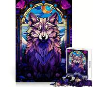 Rompecabezas Abstracto para Adultos Wolf Magenta Night de 1000 Piezas Pensamiento estratégico, atención Plena, Escape, Ajuste preciso, Bonito Regalo (50x75cm)