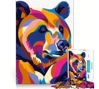 Rompecabezas Abstracto Plano Pop Bear de 1000 Piezas para Adolescentes, Juguete de lógica Mental, Escape Tranquilo, Arte de Borde Fino, Coleccionable (38x52cm)