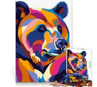 Rompecabezas Abstracto Plano Pop Bear de 1000 Piezas para Adultos, para ejercitar la Mente y aliviar el estrés Decoración de Pared con Bordes precisos (50x75cm)