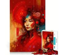 Rompecabezas Abstracto Rojo con Retrato para Adultos, 1000 Piezas, para estimular la Memoria, Juego en Grupo, patrón de Montaje, Sorpresa navideña (38x26cm)