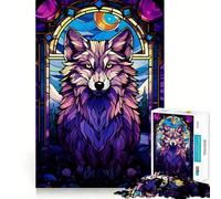 Rompecabezas Abstracto Wolf Magenta Night de 1000 Piezas para Adolescentes,Juego de Entrenamiento cognitivo,Ajuste, Compacto,Divertido para Jugar en Familia (38x52cm)