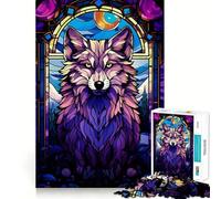 Rompecabezas Abstracto Wolf Magenta Night de 1000 Piezas para Adultos Divertido Juego de Memoria Artesanía de Corte experta Actividad Relajante para Grupos en Interiores (38x26cm)