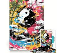 Rompecabezas Abstracto Yin Yang Graffiti de 1000 Piezas para Adultos Diversión para Entrenar la Mente Componentes Resistentes y de Corte Limpio Actividad Relajante para desconectar (50x75cm)