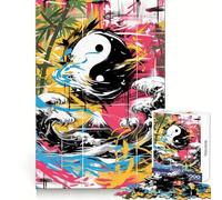 Rompecabezas Abstracto Yin Yang Graffiti para Adolescentes, 1000 Piezas, Ejercicio Mental, distracción Suave, Corte preciso, (38x52cm)